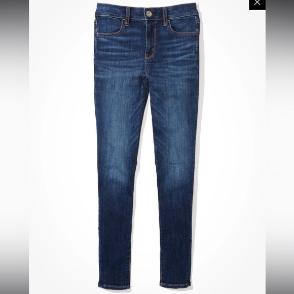AE NEXT LEVEL HIGH-WAISTED JEGGING Blue Denim Skinny Jeans Soft 4S Style #: 2878 - Picture 4 of 10
